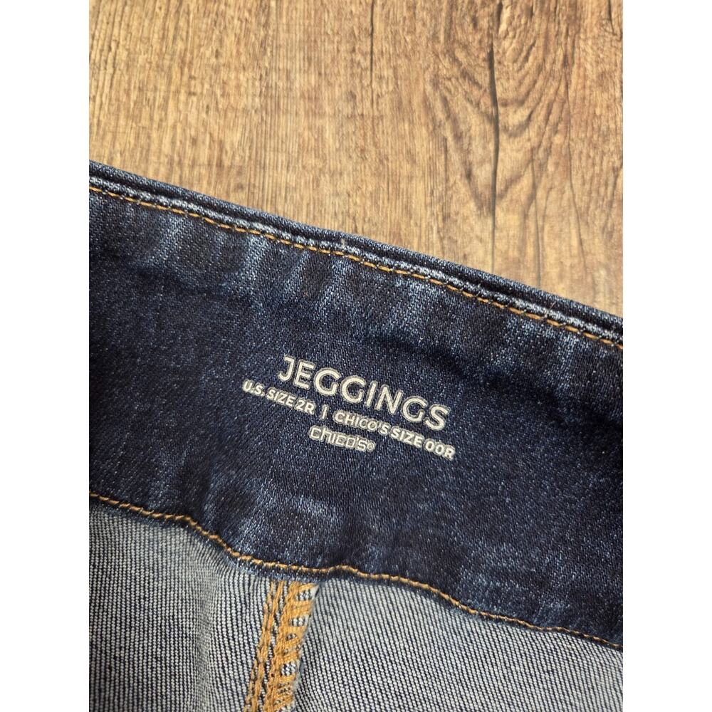 Chico's Elastic Waist Dark Wash Pulling On Jeggings Jeans Stretch Size 00R - US2 - Picture 3 of 5